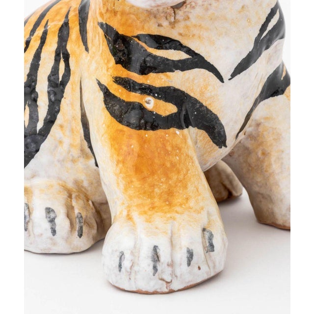 Mid-Century Modern Italian Modern Tiger Cub Ceramic Sculpture For Sale - Image 3 of 10