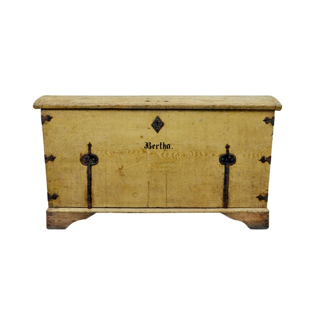 Antique Swedish Painted Pine Blanket Chest, 1850 For Sale - Image 10 of 11