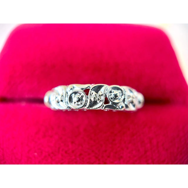 Mid 20th Century Mid 20th Century Vintage White Gold Single Cut Diamond Ring, Size 6.5, 10k For Sale - Image 5 of 8