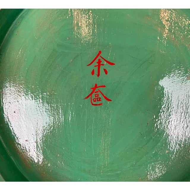 Late 19th Century Chinese Round Hand Decorated Red Lacquered Wedding Box With Cover For Sale - Image 5 of 11