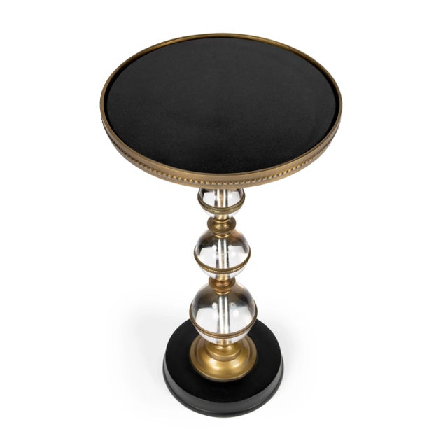Forella Granite & Acrylic Pedestal Accent Table, Black, Bronze, Clear For Sale In Chicago - Image 6 of 6