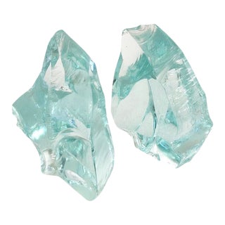 Chiseled Glass Bookends in the Manner of Fontana Arte - Pair For Sale