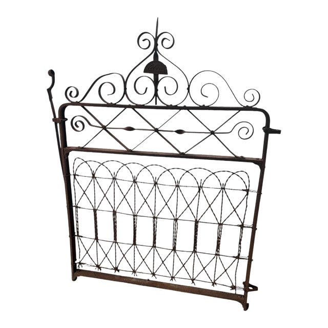 Antique Early 20th Century Ornamental Iron Garden Gate With Original Rust Patina – Terre Haute, Indiana For Sale