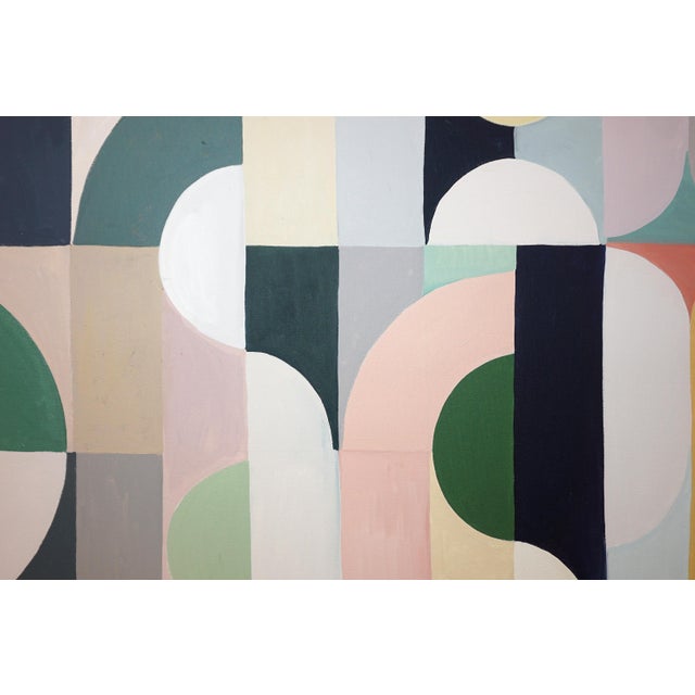 2026, Art Deco Style, Bauhaus Painting on Canvas, Ivory and Black Transitions, Geometric Grid by Natalia Roman For Sale - Image 4 of 8