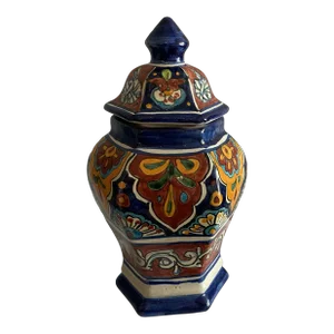 Vintage 1980's Handpainted Mexican Ginger Jar