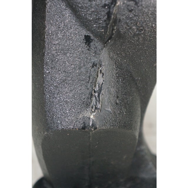 Early 20th Century Antique Hubley Art Deco Cast Iron Modernist Black Cat Doorstop Paperweight 10" For Sale - Image 5 of 13