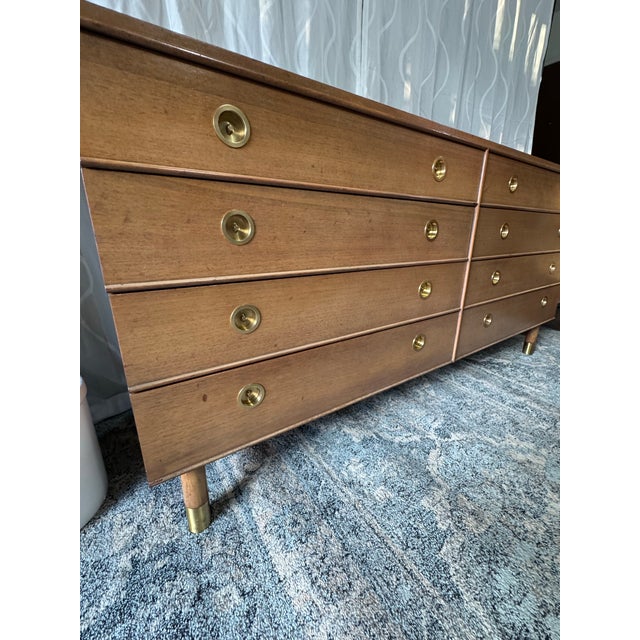 1950s 1950s Renzo Rutili for Johnson Furniture Bleached Mahogany 9-Drawer Dresser With Original Laminate Top For Sale - Image 5 of 7