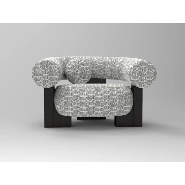 Cassette Armchair in Kolymbetra Blue and Black Oak by Alter Ego for Collector For Sale - Image 6 of 6