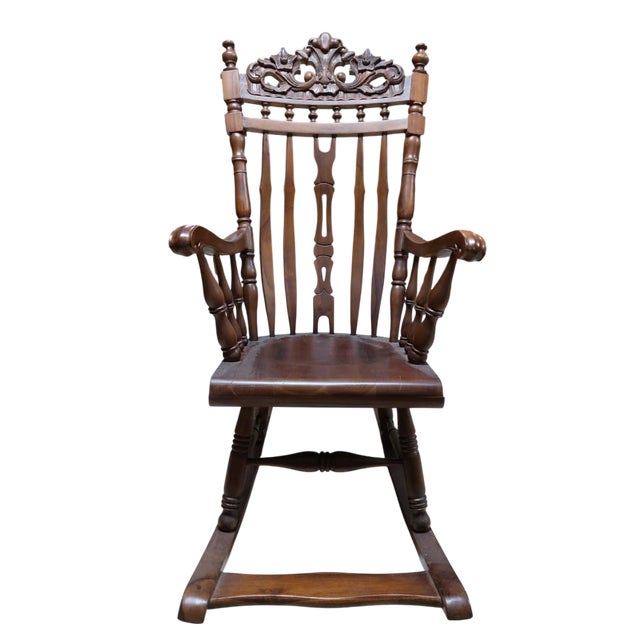 Vintage Walnut Rocking Chair, 1940s For Sale - Image 4 of 5