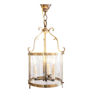 Graceful 20th Century French Brass Lantern with Curved Detailing For Sale
