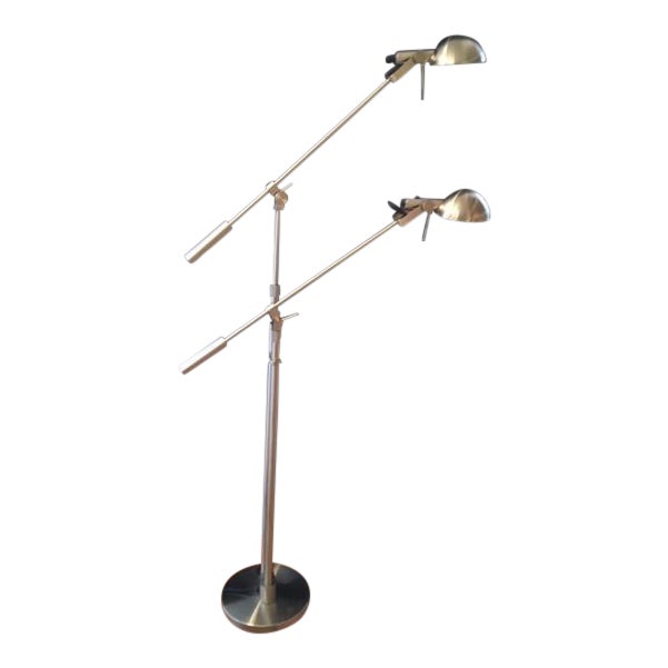 Double Swing Arm Tandem Adjustable Halogen Floor Lamp Chairish
