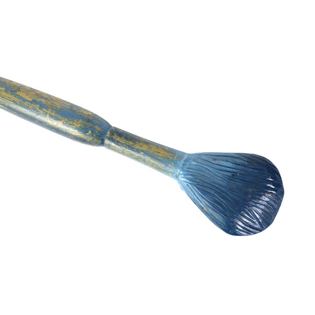 Pop Art Vintage Handmade Carved Wood Blue Paintbrush Sculpture For Sale - Image 3 of 5