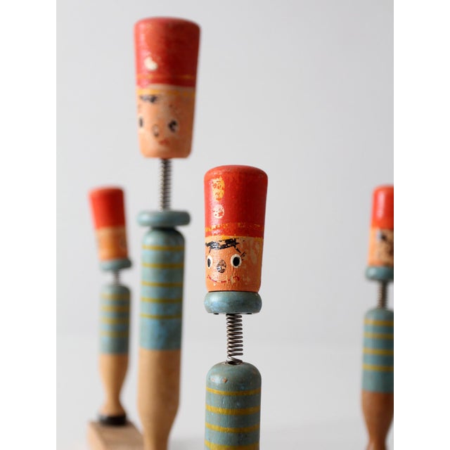 Mid-Century Japanese Wooden Bobblehead Toy Sculpture For Sale - Image 14 of 17