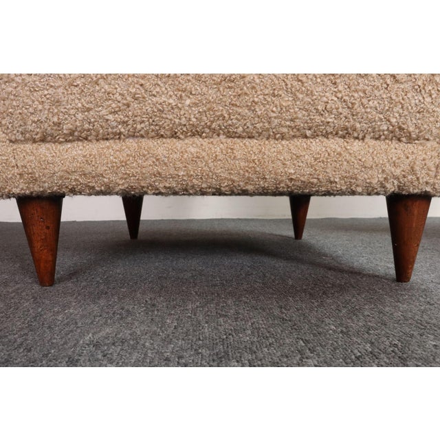 Pair of Italian Modernist High Back Lounge Chairs in Two-Tone Bouclé and Walnut For Sale - Image 14 of 18
