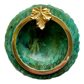 1970s Hand Carved Italian Green Alabaster Trinket Dish For Sale