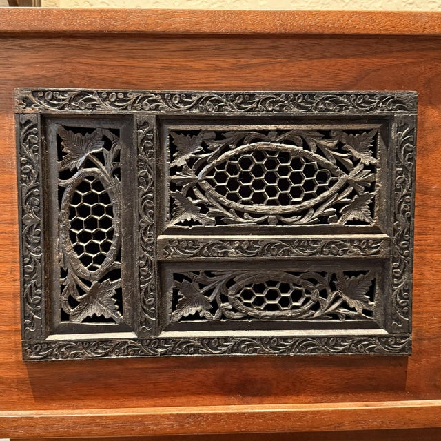 Vintage 1960s Mid Century Modern Walnut Wall Unit, Custom Modular Shelving Brutalist Iron Accents For Sale - Image 9 of 10