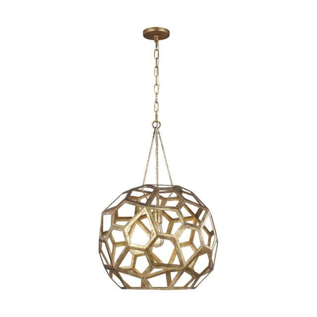 Contemporary Alexa Hampton by Visual Comfort Studio Feccetta Large Pendant, Gold For Sale - Image 3 of 3
