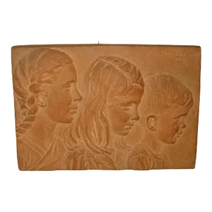 1942 Margaret *Joy* Buba *3 Children* Plaster Plaque & Young Girl Statue - Important American Sculptor