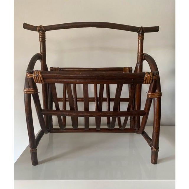 Magazine Rack in Bent Rattan and Bamboo, France, 1970 For Sale - Image 9 of 11