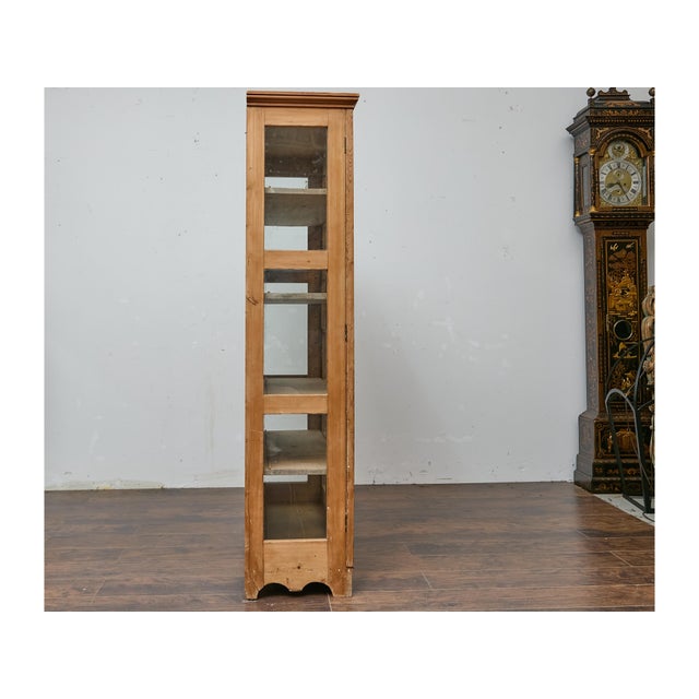 19th Century English Pine Glass Door Cabinet with Painted Interior For Sale - Image 4 of 8