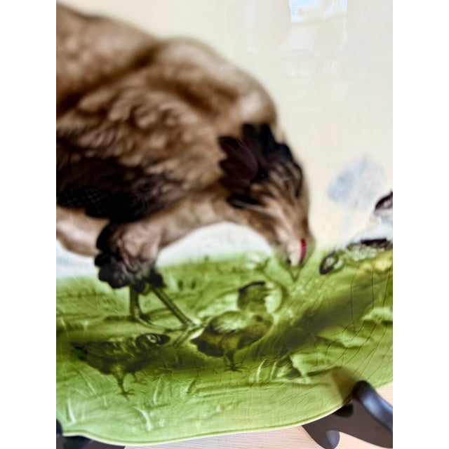 19th Century French Majolica Chicken Plate Signed Choisy Le Roi For Sale In Los Angeles - Image 6 of 9