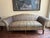 2000 - 2009 Rose Tarlow Melrose House Custom Curved Sofa – Blue & Gold Damask Upholstery – Collector‑Grade For Sale - Image 5 of 7