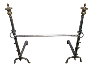 Late 19th Century English Brass & Iron Andirons - a Pair