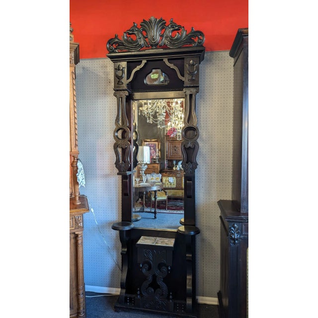 Mid 19th Century Ebonized Victorian Pier Mirror For Sale - Image 11 of 11