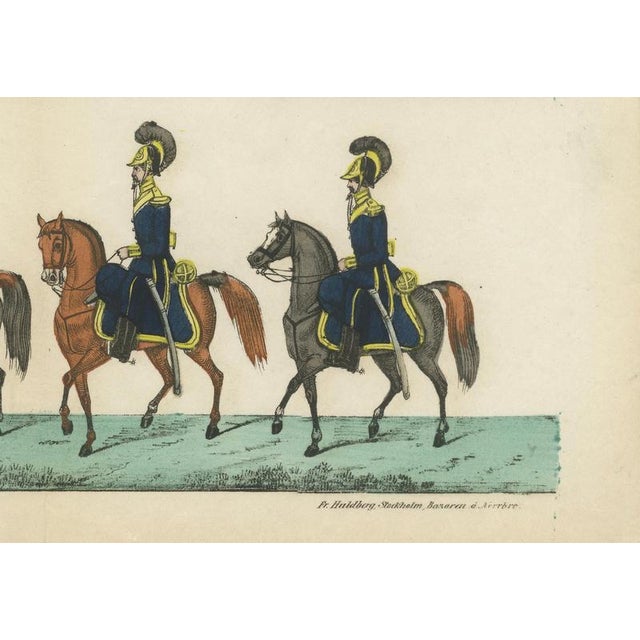 Royal swedish dragoon corps – cavalry uniforms, stockholm, c.1800 this finely executed hand-colored military print depicts...