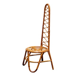French Riviera Rattan and Bamboo Side Chair, France, 1960s For Sale