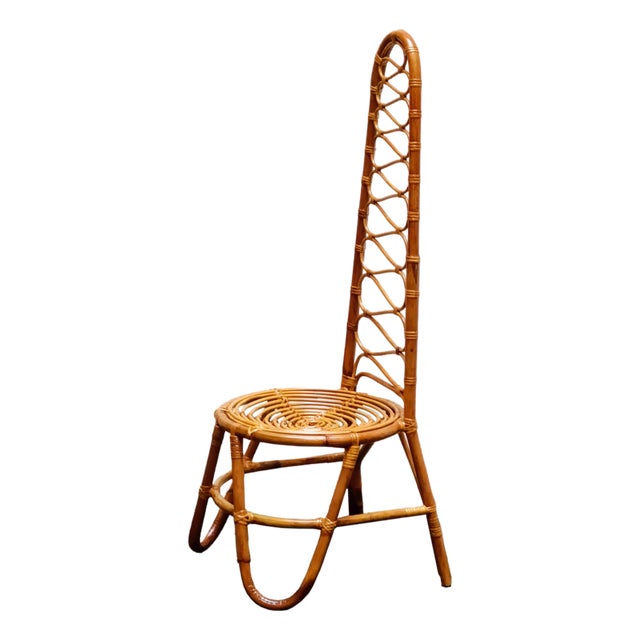 French Riviera Rattan and Bamboo Side Chair, France, 1960s For Sale