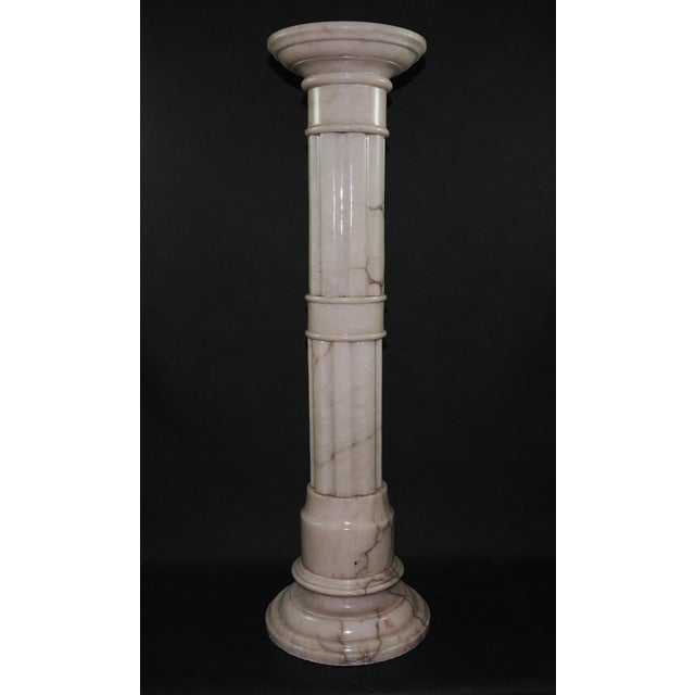 Alabaster is a soft stone known for natural veining and a soft translucency that marble lacks, combined here with...