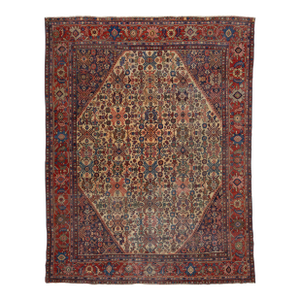 Vintage Bidjar Rug – 100% Wool Hand-Woven Persian Area Rug, Ivory Medallion