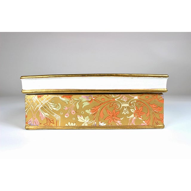Mid-Century Modern 1960's Gilded Italian Floral Porcelain Trinket Box For Sale - Image 3 of 11