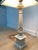 Hollywood Regency 1920s Antique Marble Column Lamp With Silk Shade For Sale - Image 3 of 8