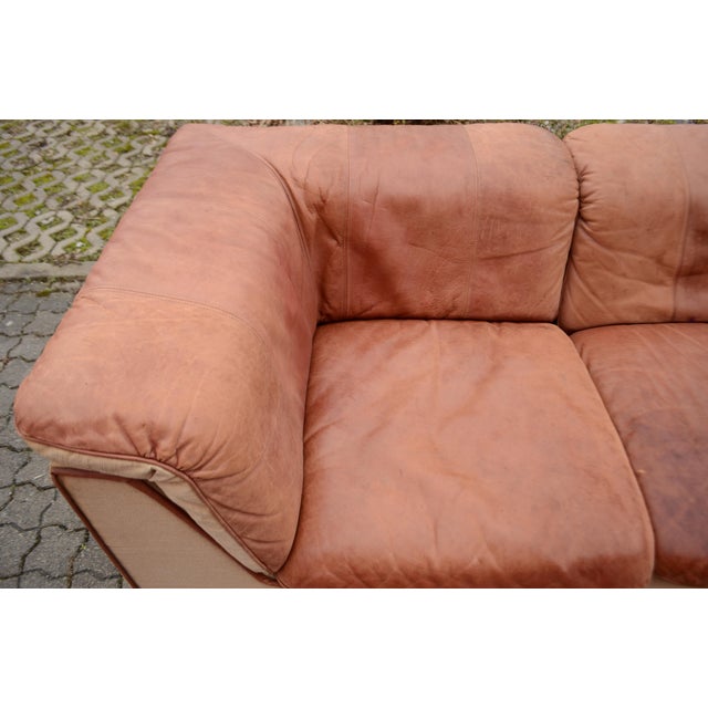 Wood Sapporo Sofa in Cognac Canvas and Leather from Oy Dahlqvist AB / BD Möbel, 1976, Set of 3 For Sale - Image 7 of 18