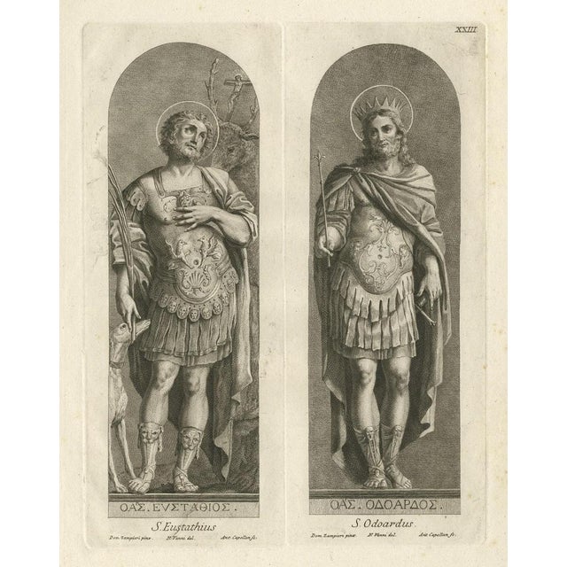 Mid 18th Century After Zampieri, Illustration of Saint Eustachius and Saint Odoardus, 1762, Print For Sale - Image 5 of 6