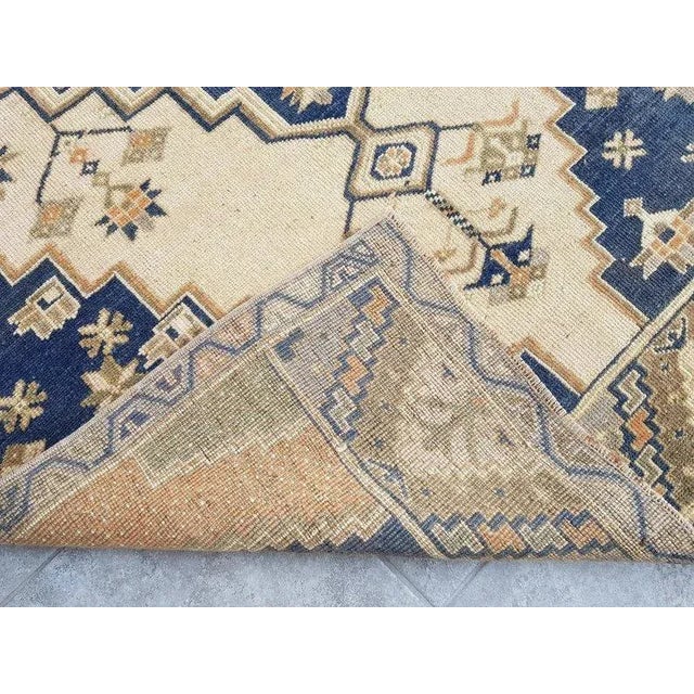 1960s Vintage Muted Bige Small Rug For Sale - Image 6 of 11