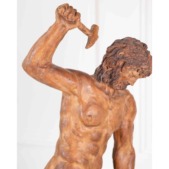 19th Century Italian Terracotta Statuette of Vulcan Forging a Dagger on an Anvil For Sale - Image 9 of 9