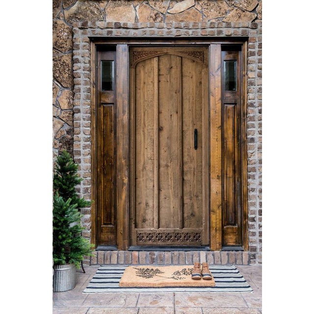 Mid-Century Modern Gothic Revival Solid Wood Plank Door – Arched Laurel & Rosette Carving For Sale - Image 3 of 10