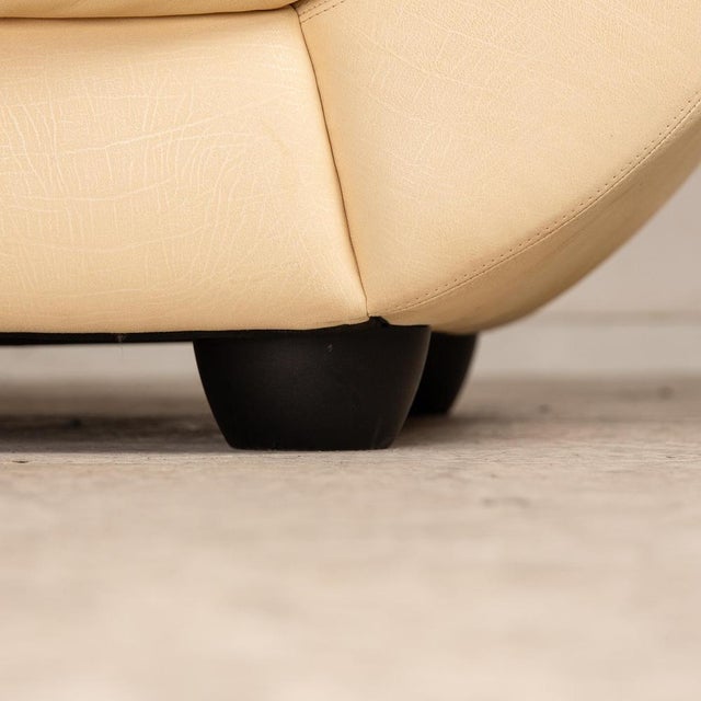 Cream Leather Three Seater Cream Sofa from Koinor For Sale - Image 8 of 12