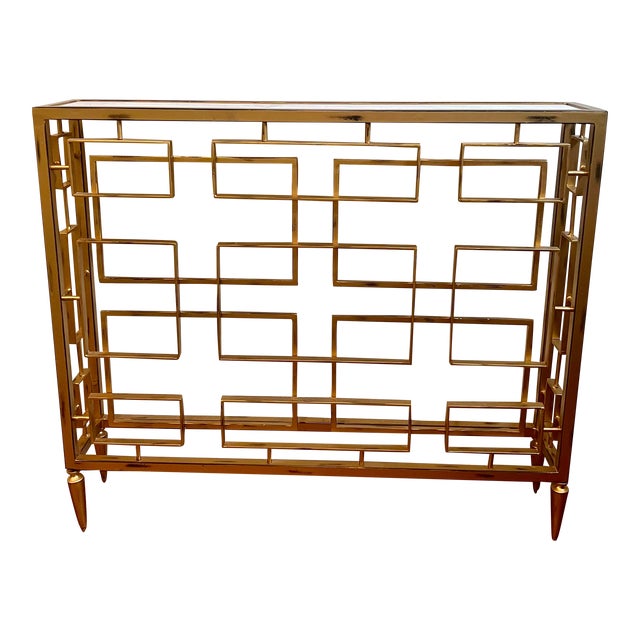 Global Views Open Block Console Table - Gold For Sale