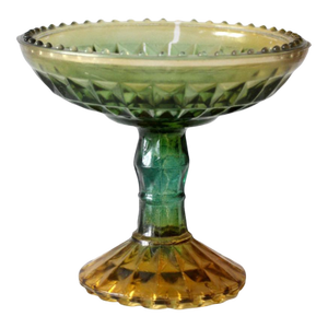 Vintage Green Pressed Glass Compote Dish