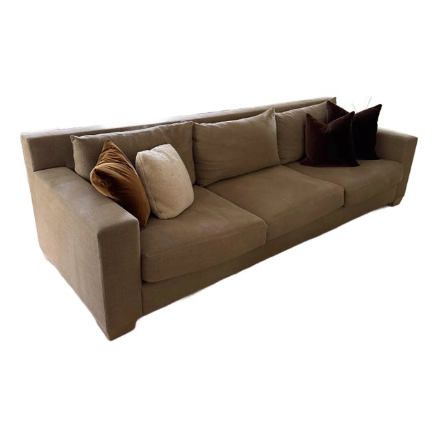 Custom-Designed Sofa Upholstered in Pierre Frey Linen Fabric For Sale