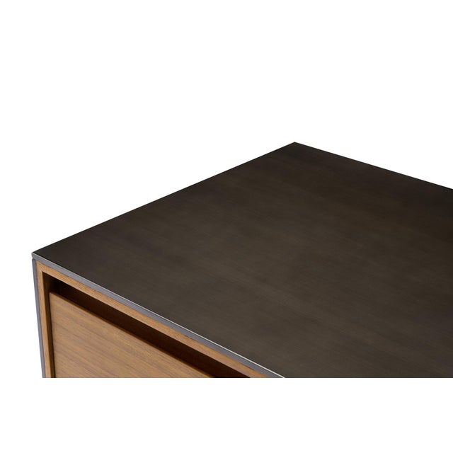 Modern Greg Sheres Style Walnut and Bronze Buffet – “Barcelona" For Sale - Image 4 of 5
