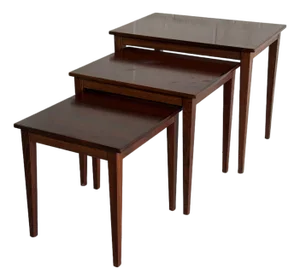 Danish Mid-Century Modern Rosewood Nesting Tables – Set of 3, Denmark, 1960s