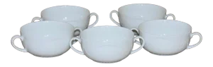 Kaiser Porcelain Germany Domino White Cream Soup Bowls - Set of 5