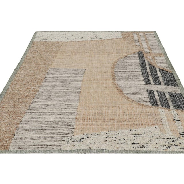 2010s Rug & Kilim’s Abstract Flatweave With Beige, Cream, and Black Geometric Patterns For Sale - Image 5 of 7