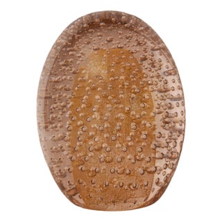 Mid-Century Modern Gold and Pink Murano Art Glass Egg Sculpture, 1980s For Sale