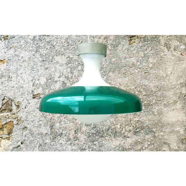 1960s Large Mid-Century Milk Glass and Plastic Ceiling Lamp, 1968 For Sale - Image 5 of 12